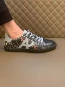 chaussure classique giorgio armani sneakers cuir de vache imprime ax noir